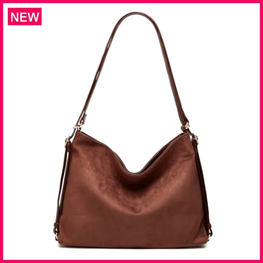 Large Suede Tote Bag Crossbody Shoulder Purse Hobo Satchel - Picture 7 of 8